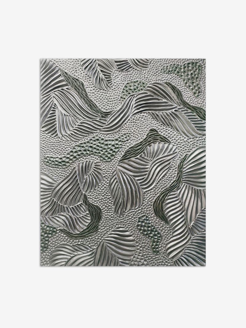 stříbrný, šedý, minimalistický strukturální obraz s přírodními motivy