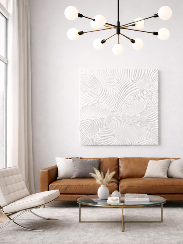 bílý minimalistický strukturální obraz