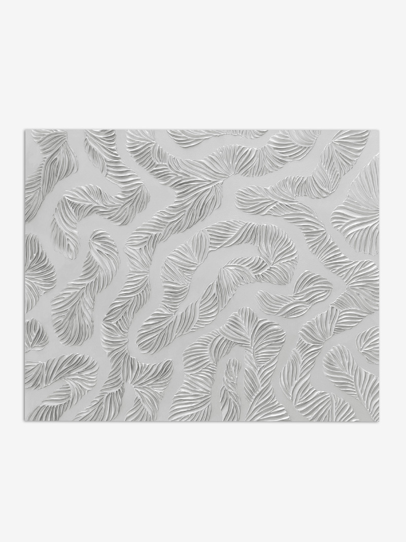 JEMNĚ METALICKÝ STŘÍBRNÝ ABTRAKTNÍ OBRAZ