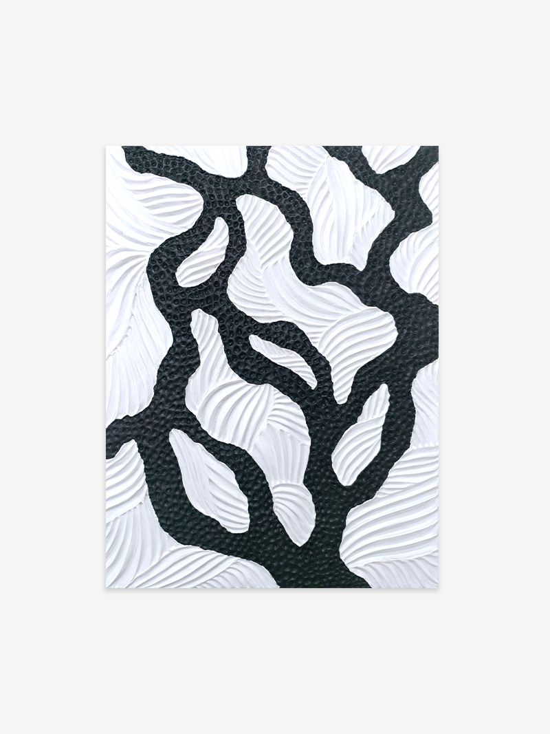 černobílý minimalistický zen wabi sabi obraz kořenů